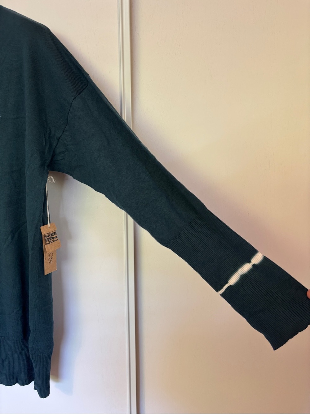 Margaret O'Leary Green Sweater Size Large Tie Dye Square & Cuffs Rollneck Tunic - Picture 5 of 10